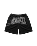Mesh shorts neri RAGAZI MILANO - vista posteriore con stampa RAGAZI barocca