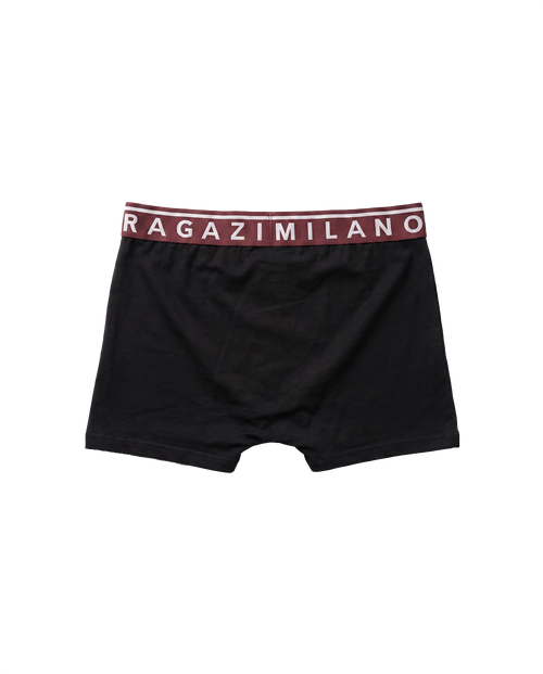 Boxer neri RAGAZI MILANO - elastico bordeaux scritta RAGAZI MILANO