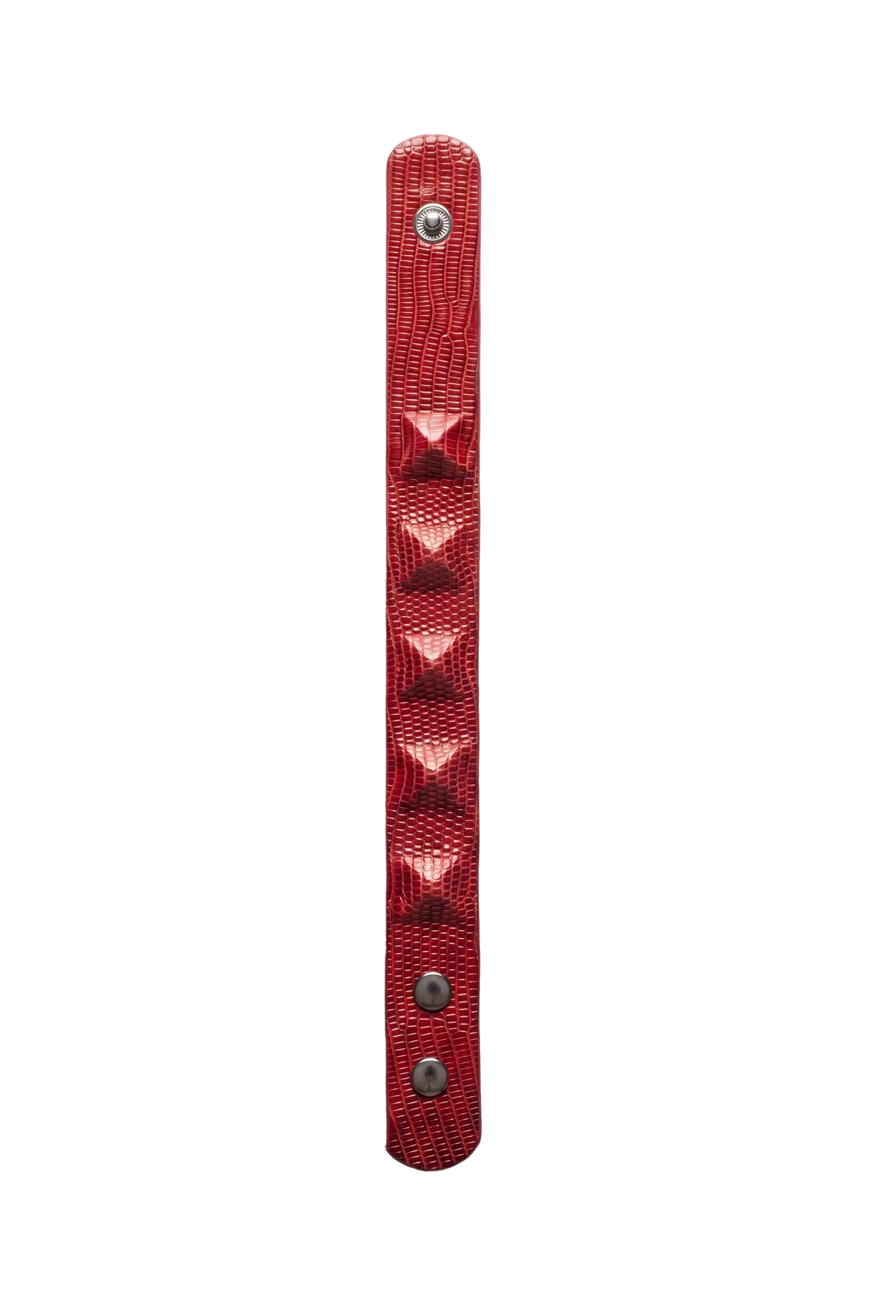 Bracciale lucertola rossa borchiato aperto
