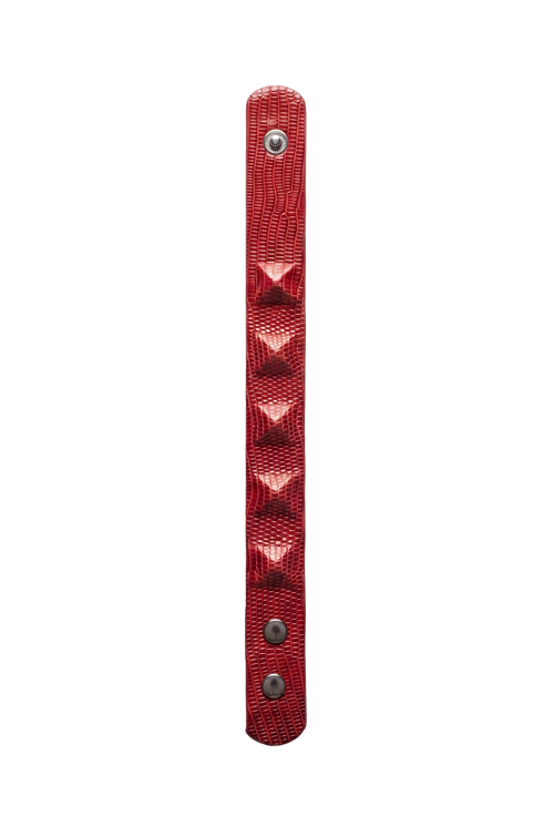 Bracciale lucertola rossa borchiato aperto