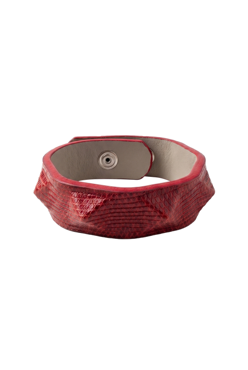Bracciale lucertola rossa borchiato chiuso