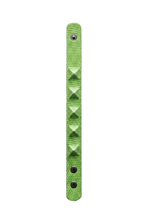 Bracciale lucertola verde borchiato aperto
