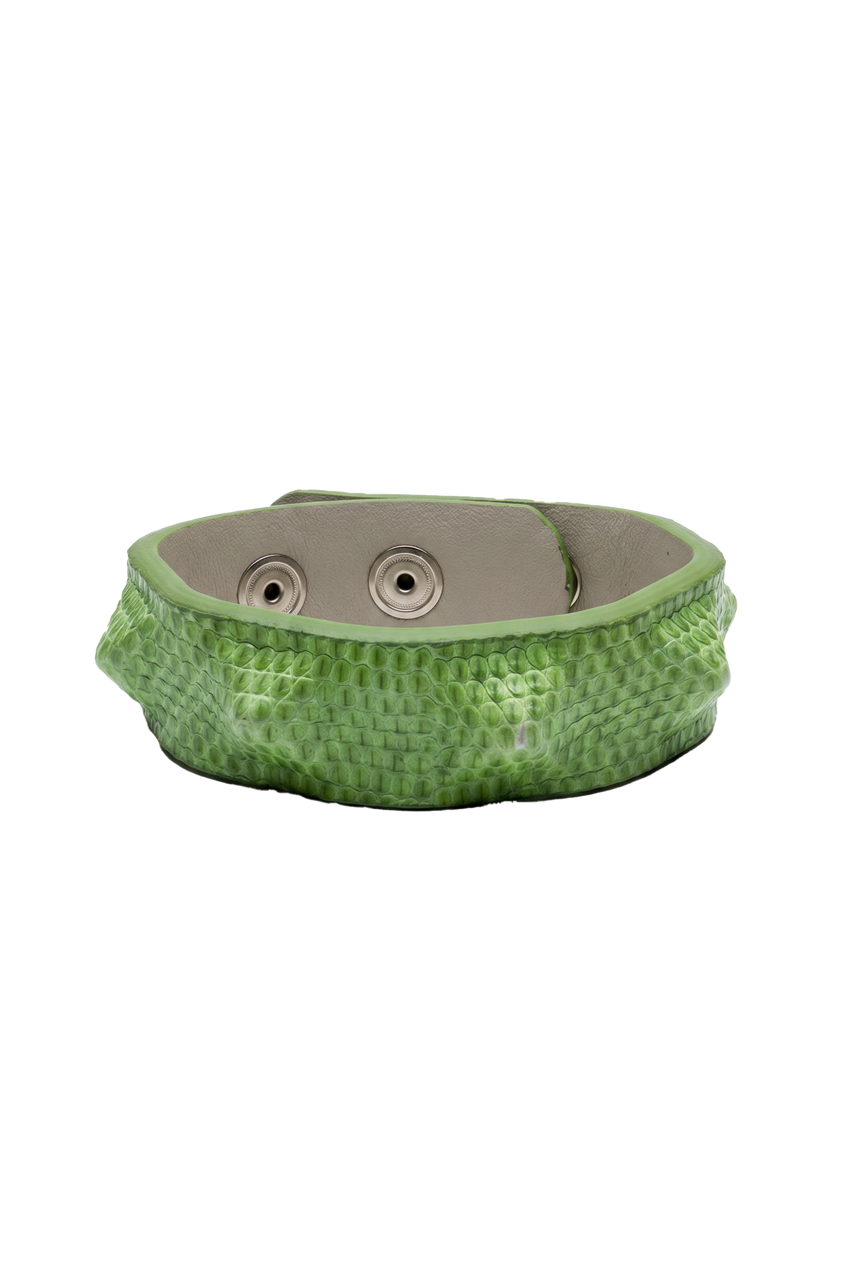 Bracciale lucertola verde borchiato chiuso