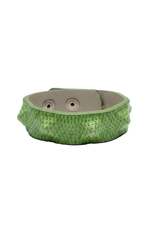 Bracciale lucertola verde borchiato chiuso
