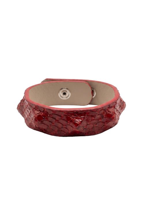 Bracciale pitone rosso lucido borchiato chiuso