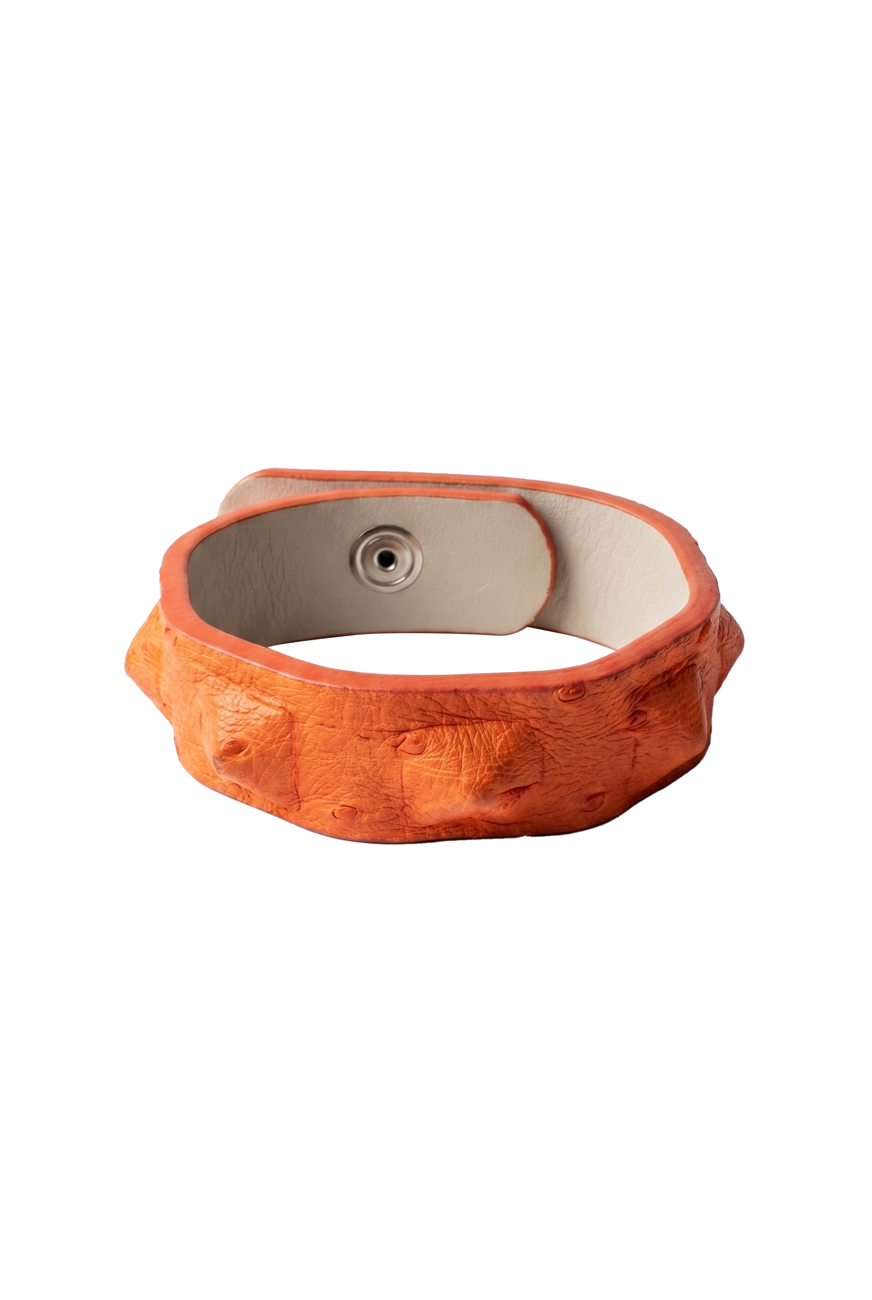 Bracciale struzzo arancio borchiato chiuso