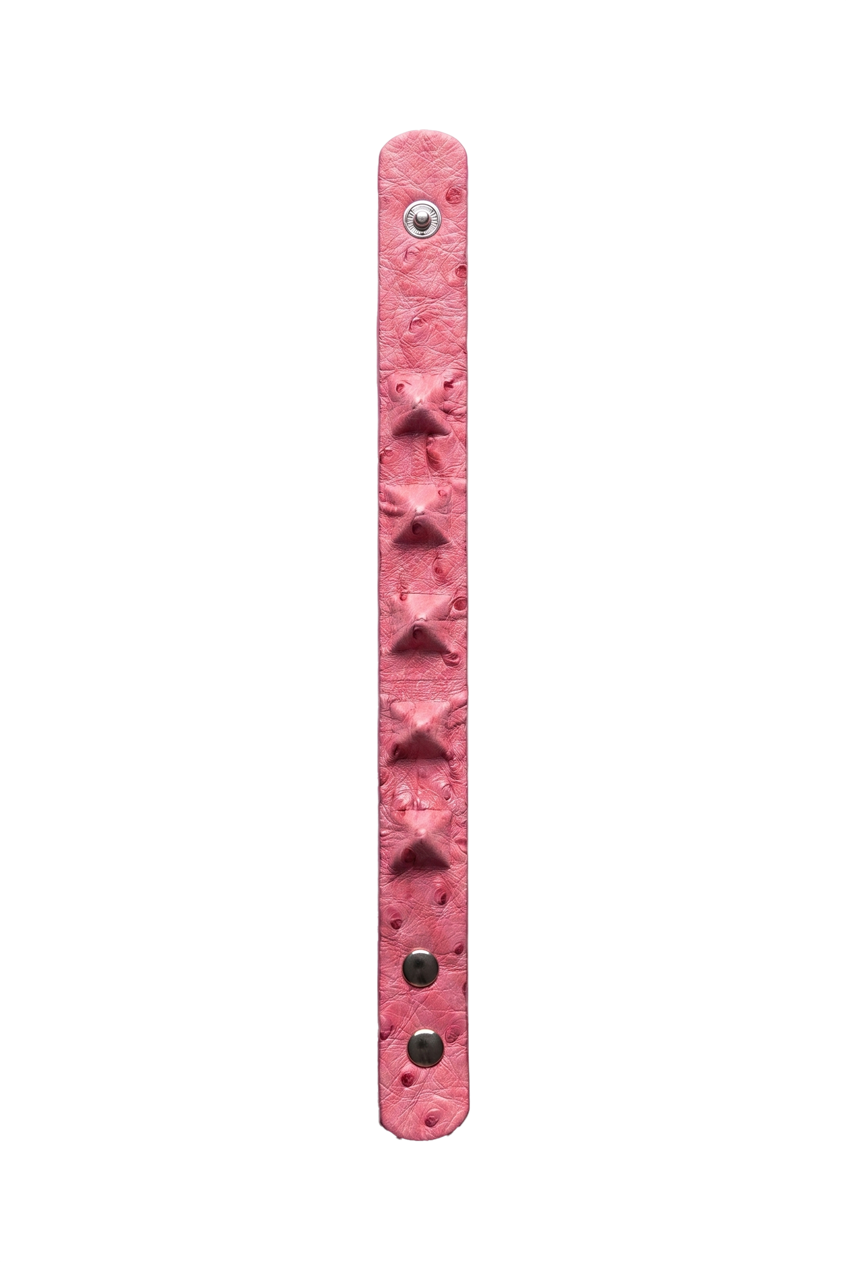 Bracciale struzzo rosa shocking borchiato aperto