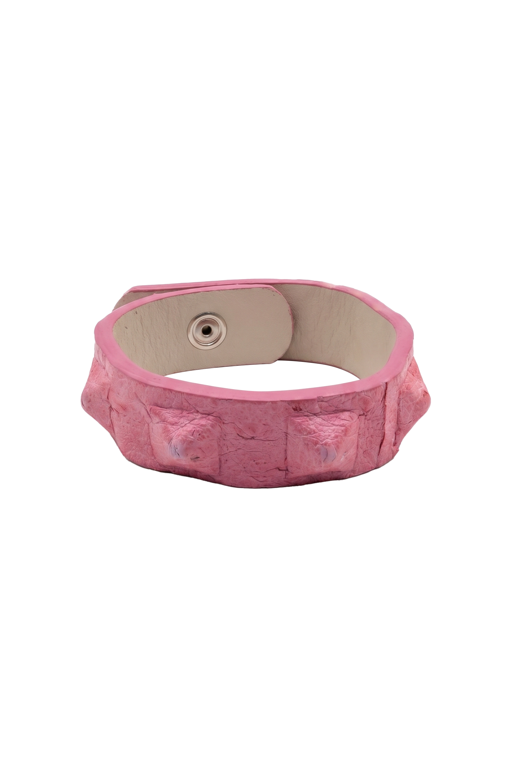 Bracciale struzzo rosa shocking borchiato chiuso