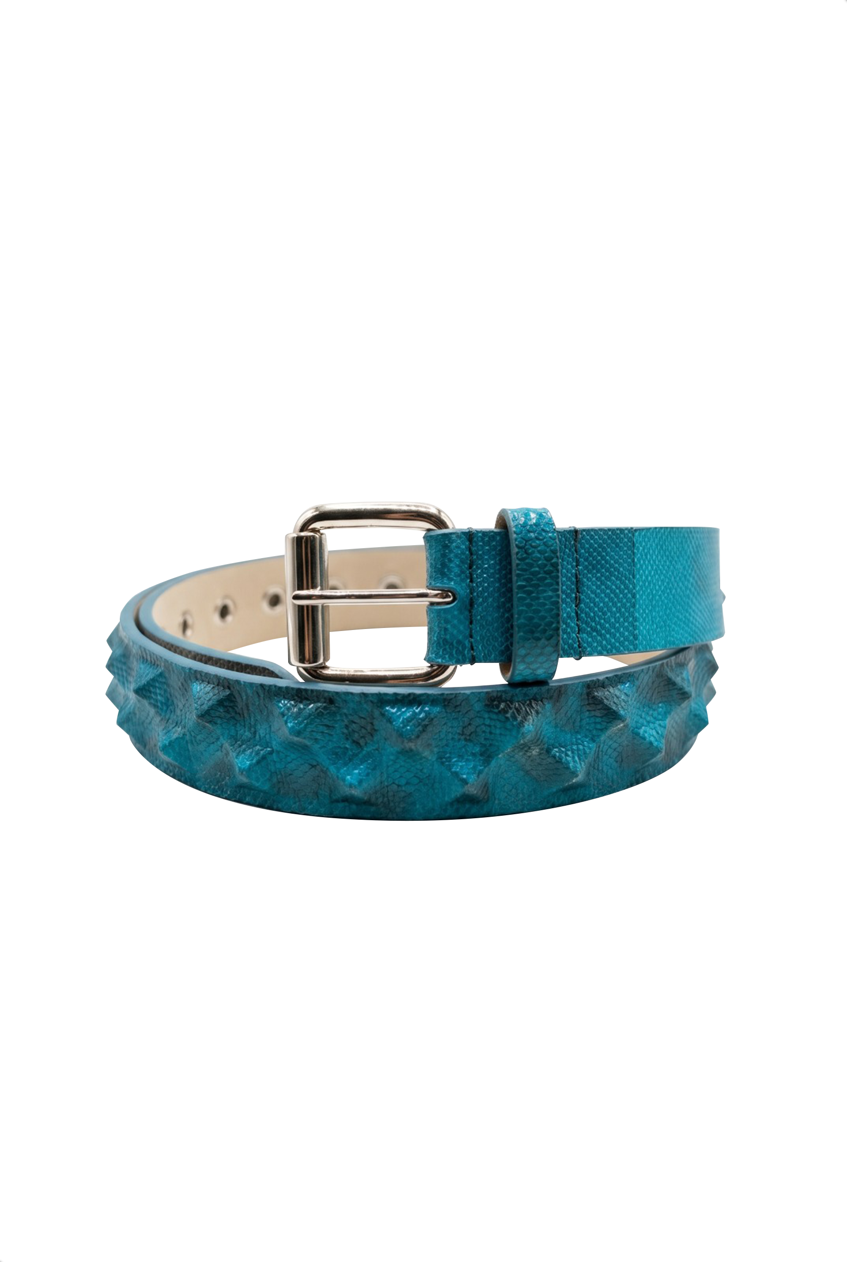 Cintura Karug blue pitone borchie a due file alternate taglia 95