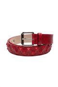 Cintura lucertola rossa borchie a due file alternate