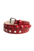 Cintura pitone rosso lucido borchie 1 fila alternata taglia 95