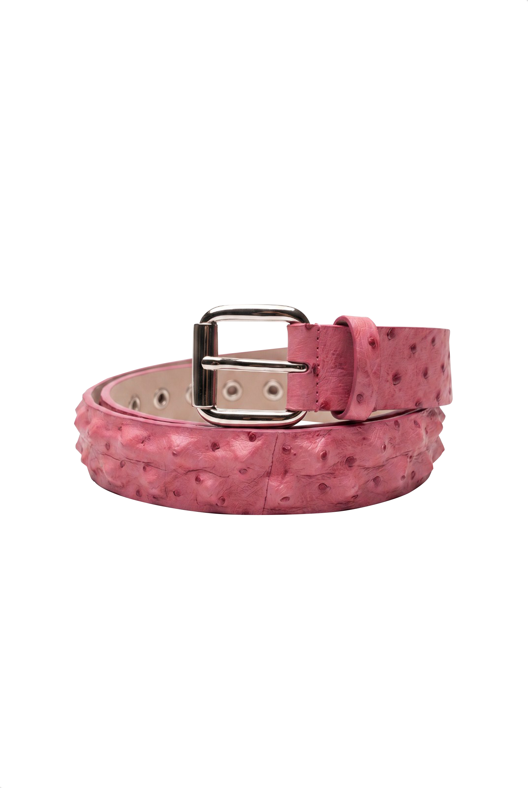 Cintura struzzo rosa shocking borchie a due file alternate taglia 95